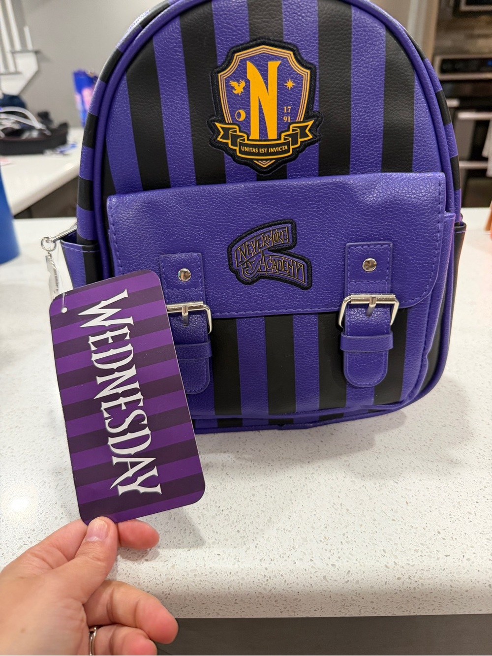 'Wednesday' Purple & Black Mini Backpack